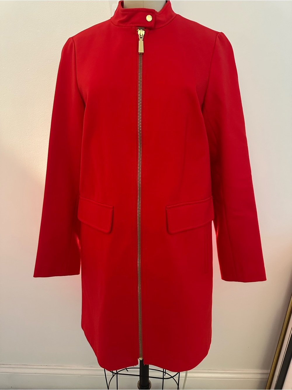 Vince Camuto Vibrant Red Zip-Front Coat